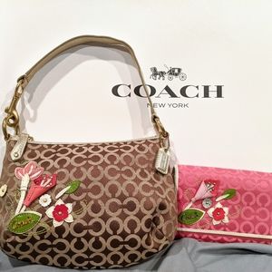 Coach Signature Opt Flower Applique Rare HTF